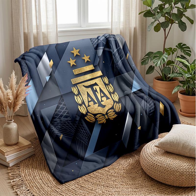 Argentina Football Printed Flannel Blanket Skin Friendly Warm Decorative Throw for Indoor Couch Bed Daily Use