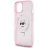 Karl Lagerfeld Klhmp15Shmrschp Iphone 15 / 14 / 13 6.1 Różowy/Pink Hardcase Ring Stand Choupette Head Magsafe