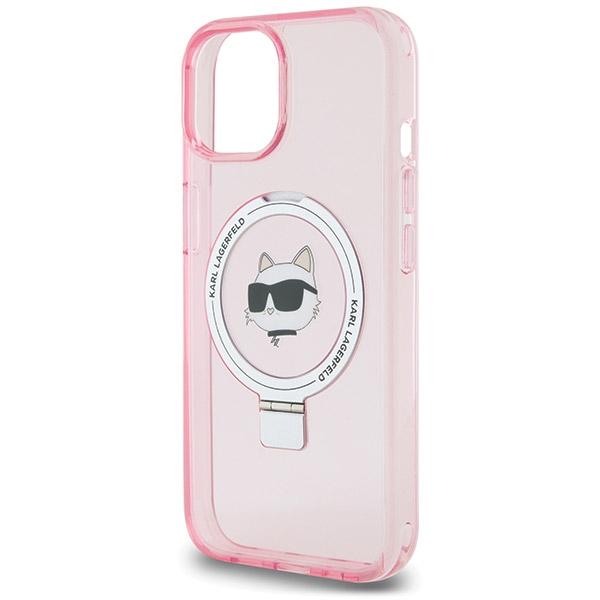 Karl Lagerfeld Klhmp15Shmrschp Iphone 15 / 14 / 13 6.1 Różowy/Pink Hardcase Ring Stand Choupette Head Magsafe