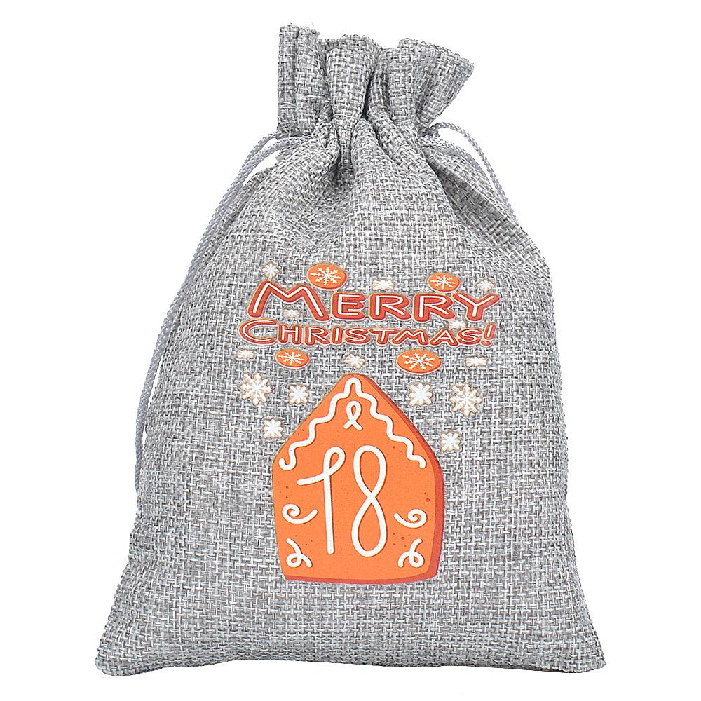 24pcs Countdown Drawstring Bag Linen Drawstring Bag Christmas Arrival Calendar Christmas Gift Bag 24-digit Cloth Bag