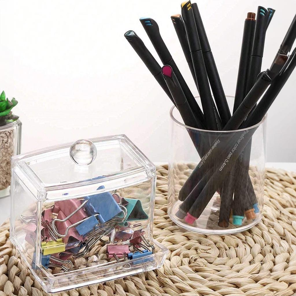 3pcs Clear Plastic Swab Dispenser and Qtip Holder for Bathroom - Storage Canister for Bath Salts, Rounds and More