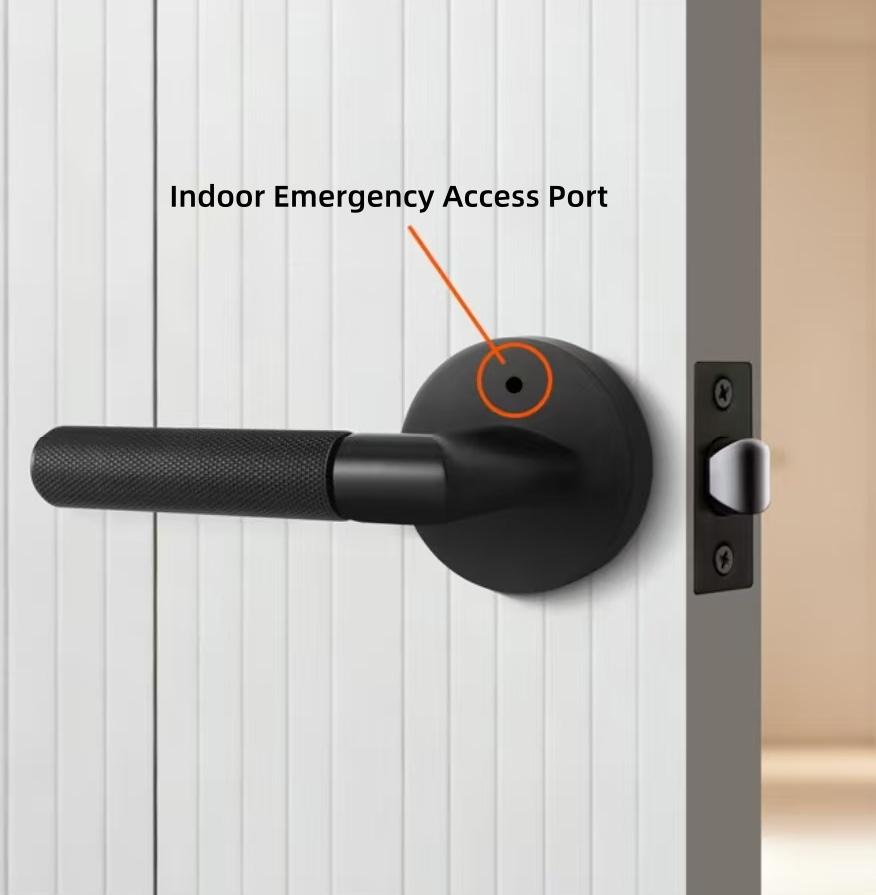Modern Entry Door Lock Handle Set Zinc Alloy Room Interior Knurled Door Lock Levers Matte Black Bedroom Door Handle