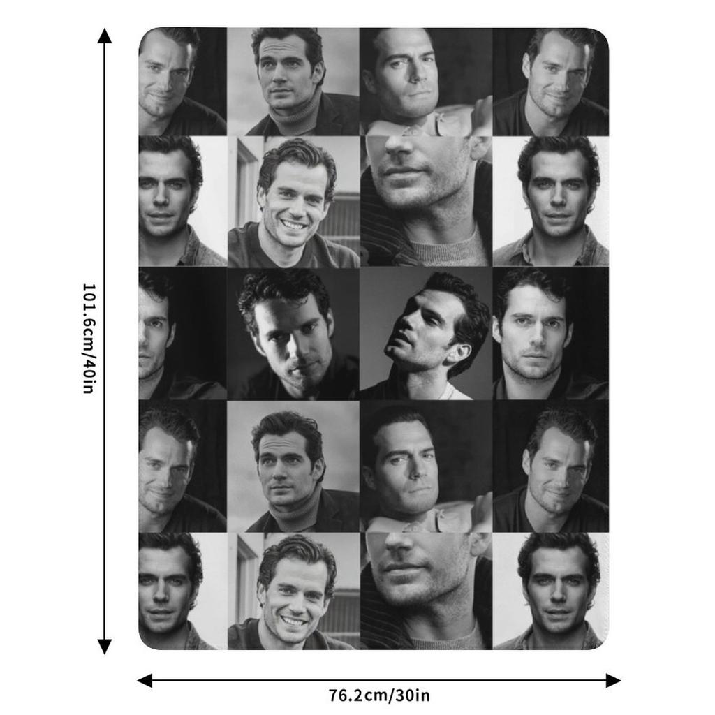 Henry Cavill Collage Black And White Throw Blanket Soft Bedroom Blanket For Night Sleeping