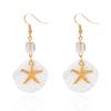 Handmade Bohemia Starfish Shell Dangle Earrings for Women Girls Exquisite Crystal Metal Ear Hook Earrings Fashion Jewelry Gift