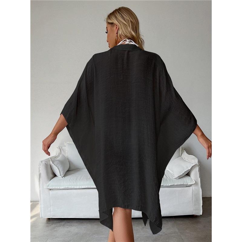 Summer Loose Cardigan Sun Protection Woman Bikini Cover-up Swimsuit Solid Beachwear Cover-Ups Swimwear Women Kimono Dress
