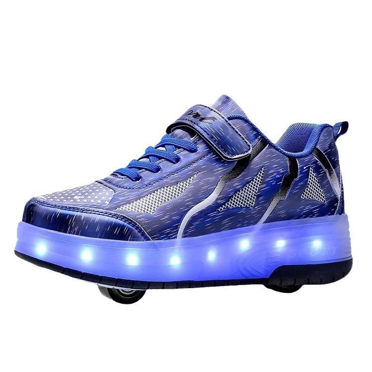 Internet celebrities men and women with wheels invisible runaway shoes single wheel double roller skates four wheel deformation shoes automatic button