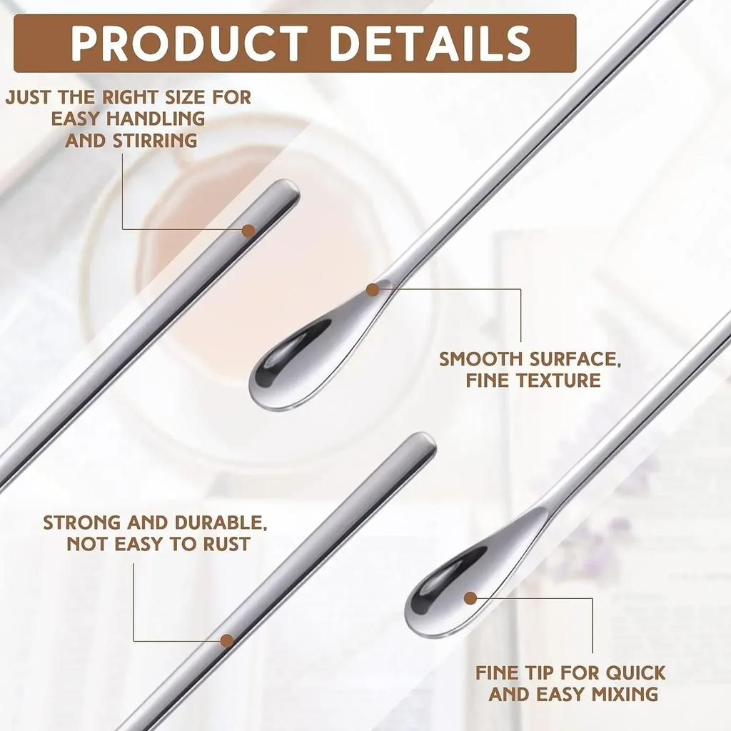 Stainless Steel Long Handle Coffee Stirring Spoon with Waterdrop Shape Ideal for Honey and Cocktail Mixing Bar Tool