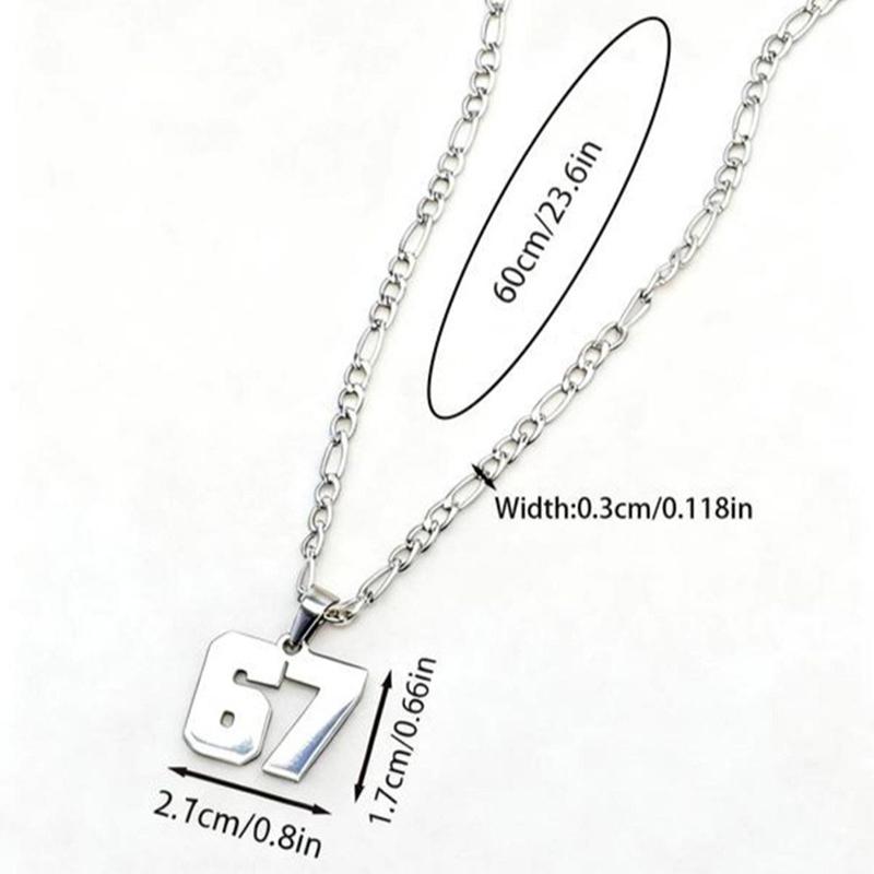 Μινιμαλιστικό Αλυσίδα από Ανοξείδωτο Ατσάλι Κολιέ με Κρεμαστό Αριθμό 67 Για Γυναίκες Άνδρες Τυχερός Αριθμός Τάση Αλυσίδα Κοσμήματα Πάρτι Δώρα