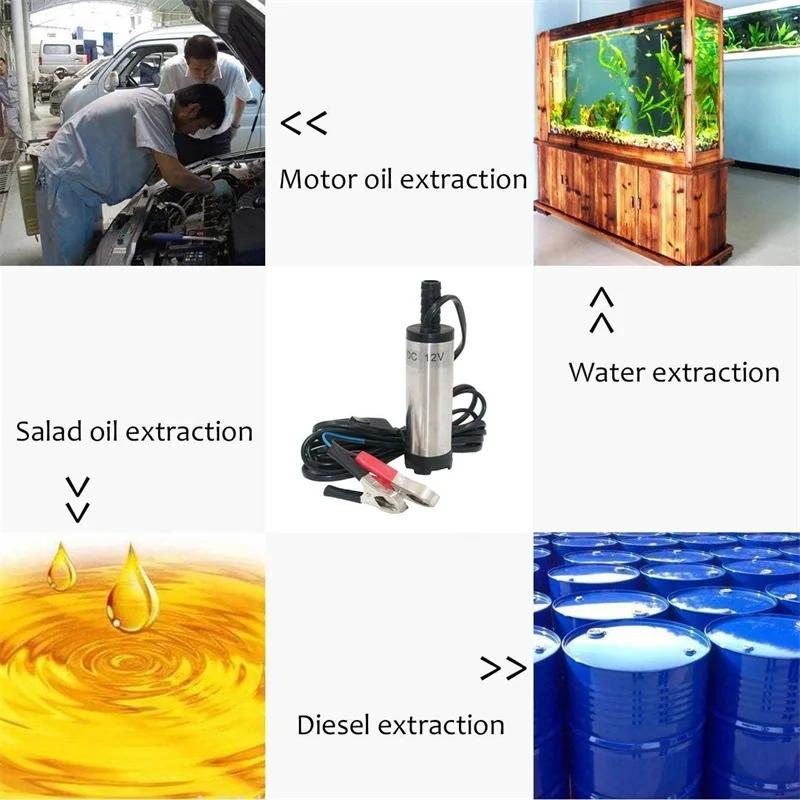 Bomba de transferência de combustível elétrica 12V 38mm, nova, transferência de óleo e água, reabastecimento, bomba submersível, transferência de diesel