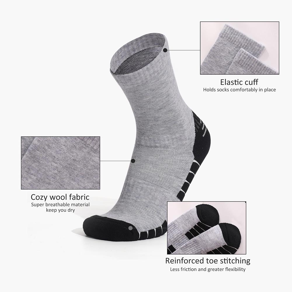 3-pack Wool Socks Anti Slip Sports Socks Outdoor Fitness Breathable Moisture Wicking Socks