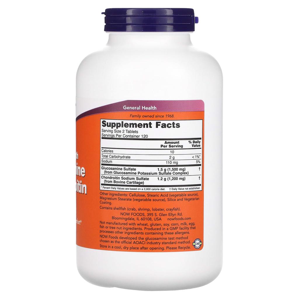 NOW Foods, Glukosamin & Kondroitin, Extra Styrka, 240 Tabletter