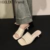 Fashion Summer Fashion Open Toe Women Slippers  Fashion Square Heels Banquet Slides Female Shoes Zapatos De Mujer