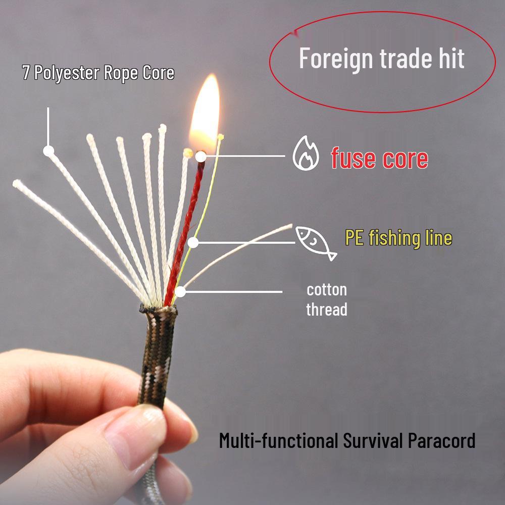 550 Paracord Multi-Functional Outdoor Survival Fire Cord Bracelet - Ten-Core Weaving Rope Black, 31m, 4mm Diameter