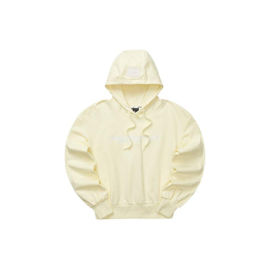 Skechers Lettered Hooded Pullover Loose Sports Sweatshirt Women sweatshirt Transparent-Yellow L124W058-0218 M