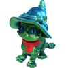 3D Printed Articulated Cat Wizard Hat Cat Ornament Wearing Red Scarf Big Eyes Cat Fidget Toy with Flexible Joints for Stress Relief Desktop Decoration