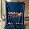 Red Bull Racing Custom Flannel Throw Blanket Print Your Name Text Soft Warm Blanket Holiday Present