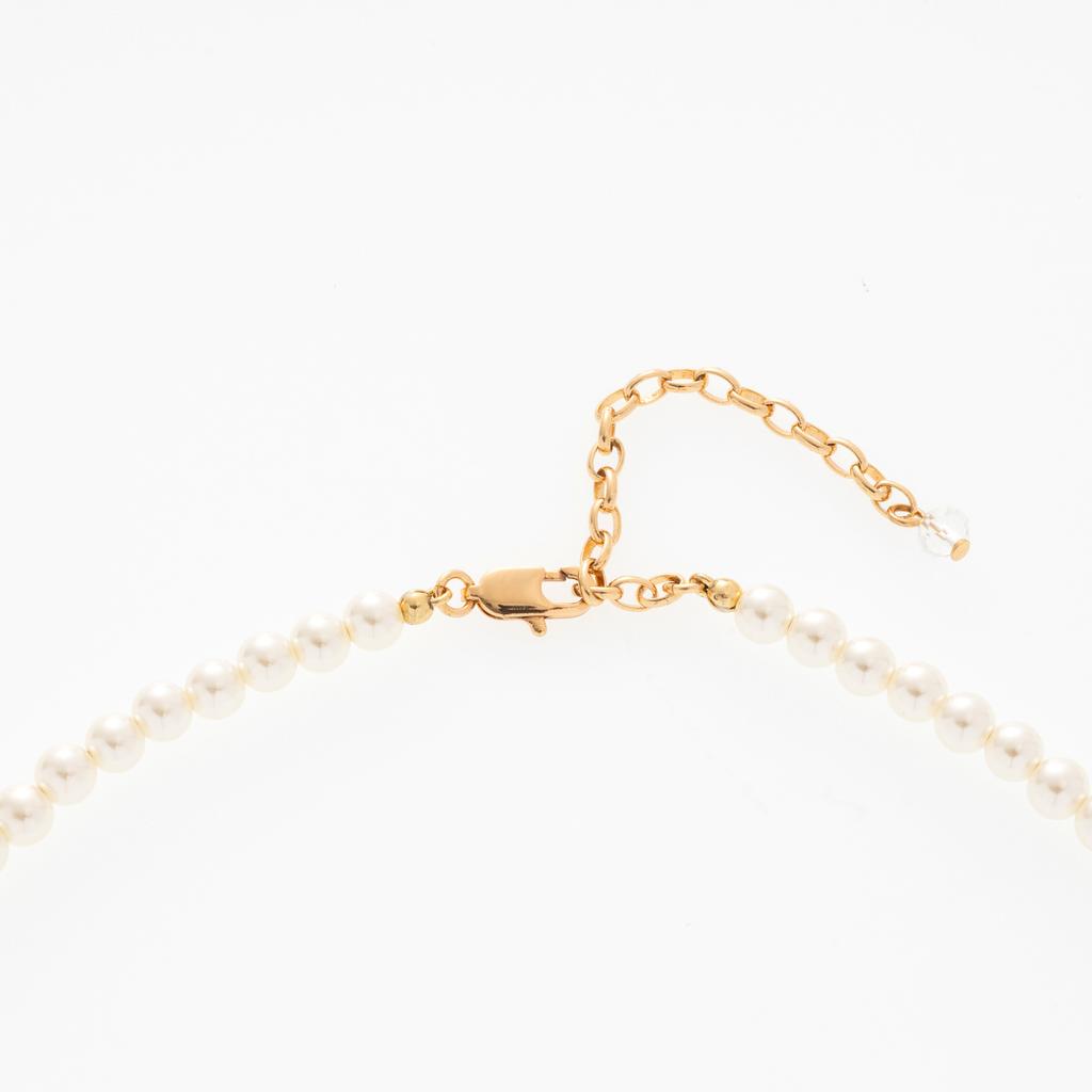 Green Safety Buckle Pendant Autumn And Winter Millet Bead Pearl Pendant Light Luxury Agate Collarbone Chain Women'S Necklace