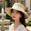 New raffia French flat-top lace decorative top hat summer straw hat leisure vacation sun protection cover small face