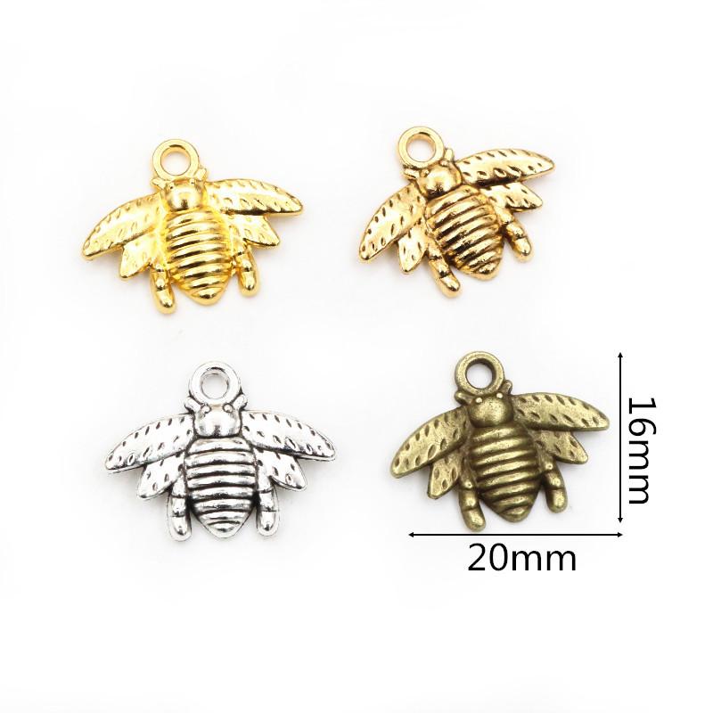 30pcs Bee Charms 20x16mm Tibetan Silver Plated Bronze Gold Pendants Antique Jewelry Making DIY Handmade Craft