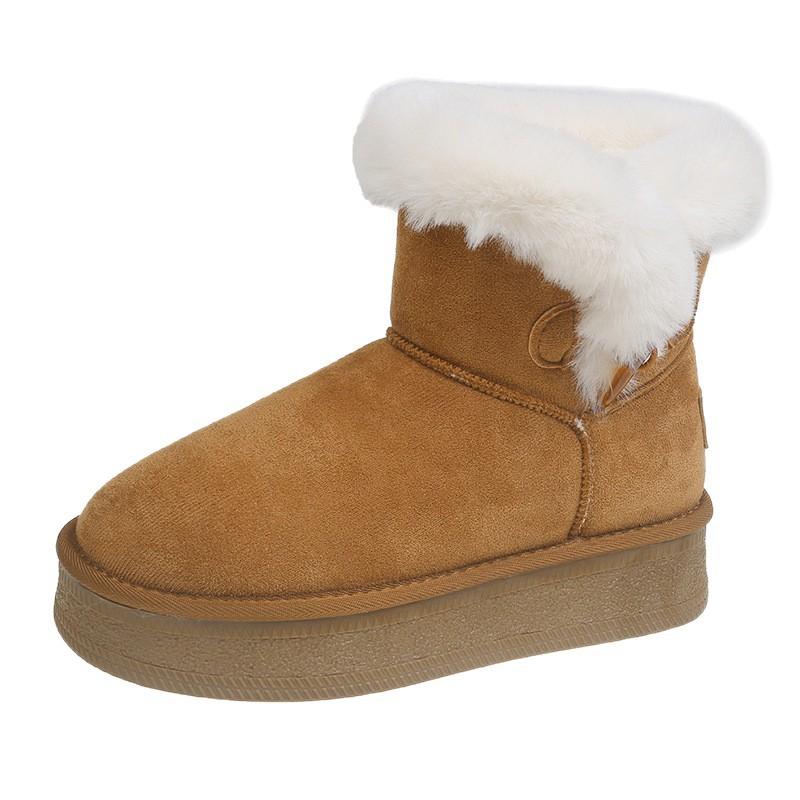 Large Size Short Snow Boots Women's 2025 Autumn and Winter New Bow Thick-soled Piled Thickened Warm Cotton Boots