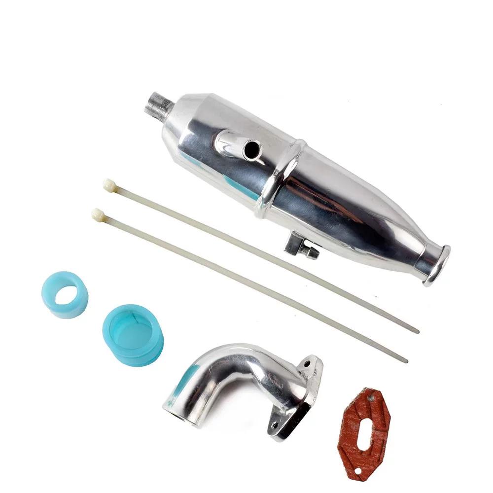 HSP 1:10 Nitro Car Aluminum Exhaust Muffler with Elbow Rubber Hose 102009 02026
