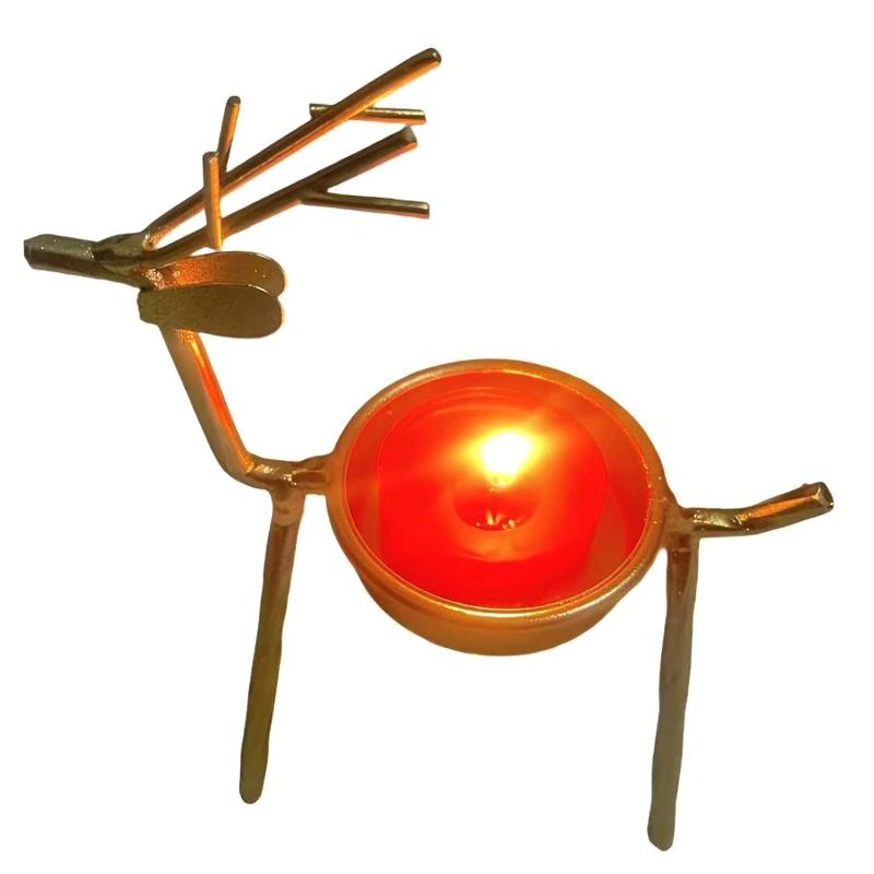 1PC Handicrafts Durable Candle Holders Home Iron Tabletop Sturdy Atmosphere Deer Decoration Ornaments