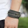 Punk Leather Bracelet for Men Brown