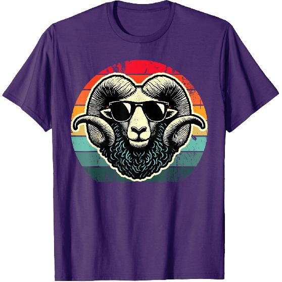 Retro Ram In Sunglasses Men Novelty Funny Ram T-Shirt