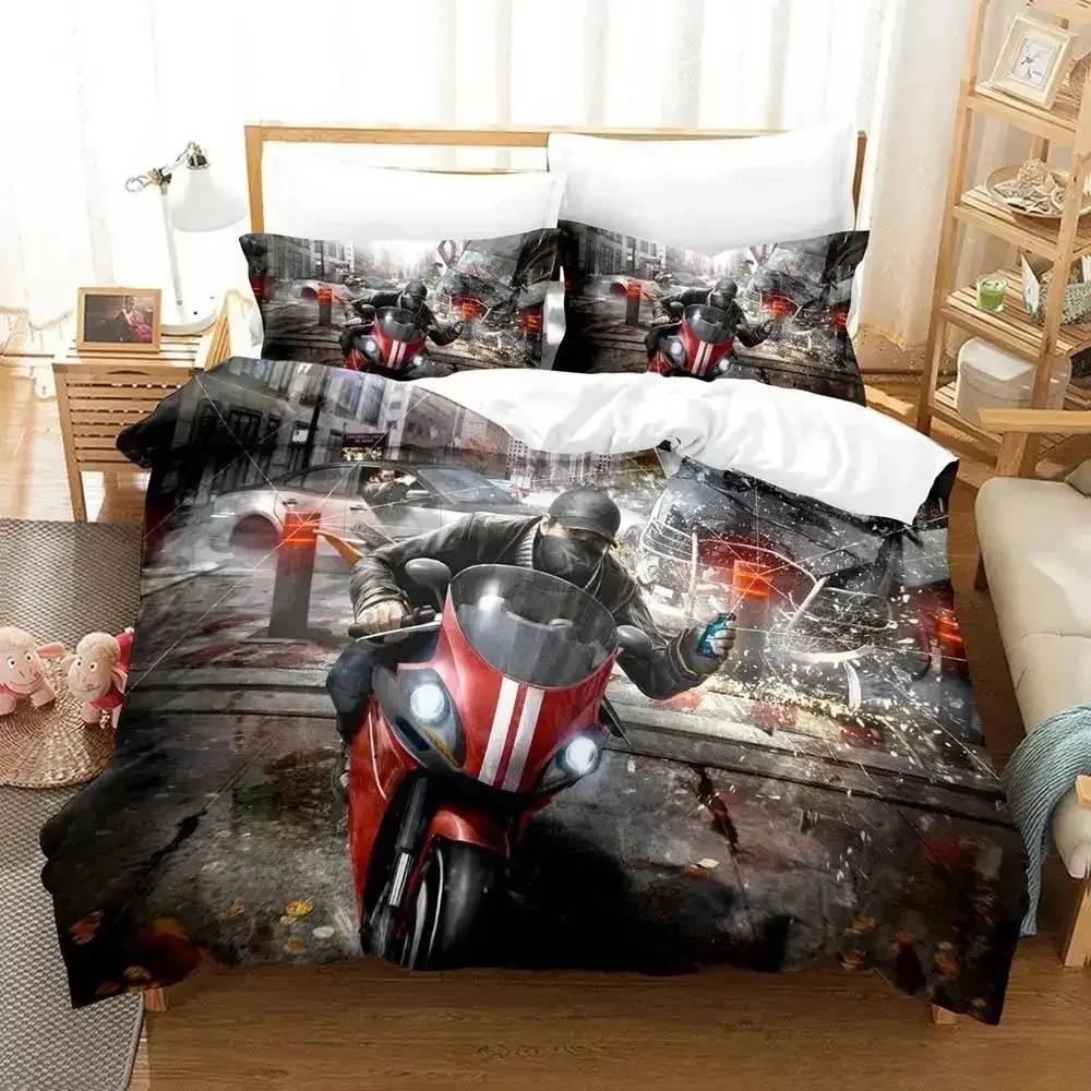 New  Watch Dogs Bedding Set Cartoon Anime three-piece set Adult Kid Bedroom Duvet cover Sets 3D Game Watch Dogs home textile