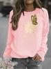 Butterfly Print Women's Round Neck Hoodie