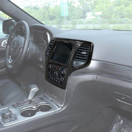 Black Wood Grain Center Radio Navigation Panel Cover For Grand Cherokee2014-2018