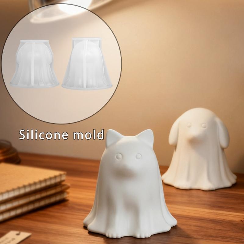 Easy Releases Silicone Mold Cats Dog Ghostly Plasters Figurines Candle Crafting Reusable Pet Shape Casting Supplies