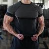 Men's Slim Fit Stretchy T-Shirt: Solid Color, Muscle-Enhancing, Short & Long Sleeve, Ideal for Training, Running, and Layering in Summer.