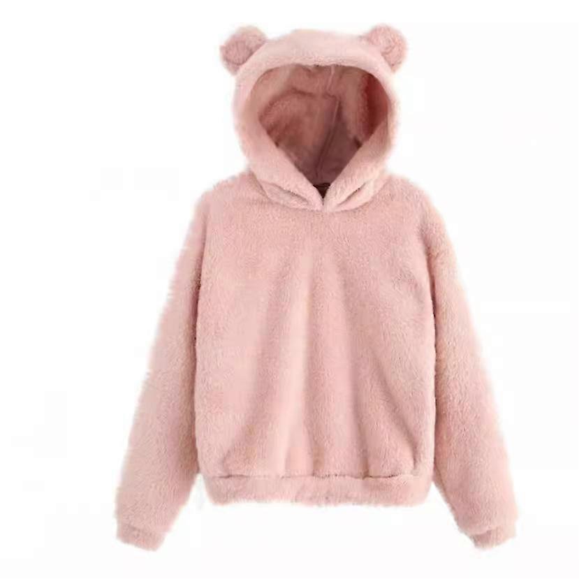 Felpa con cappuccio calda in pile da donna per l'autunno