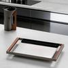 Stainless Steel Serving Tray Easy to Clean Rectangle Platter with Handles