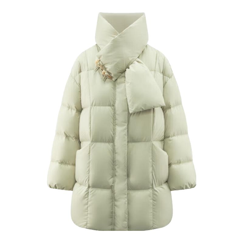 Women's Mid-Length Down Jacket with Scarf Collar and Toggle Buttons