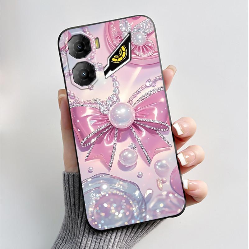 Custodia per Stampa per ZTE Nubia Neo 3 5G Fundas Capa Guscio Nero in Silicone Morbido Copertura ZTE Nubia Neo 3 GT Carina Custodia con Fiore e Cartone Animato