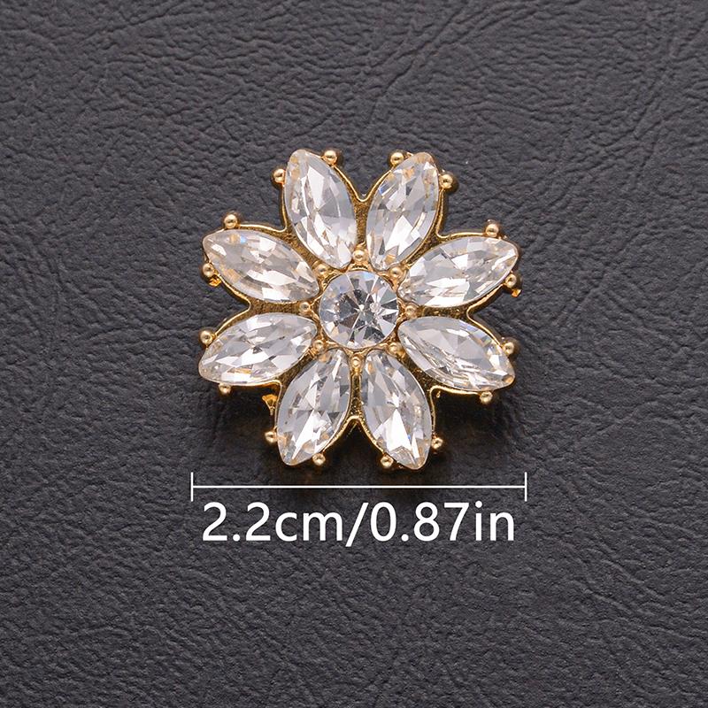 New 5Pcs Luxury And Beautiful Flower Inlaid Rhinestone Metal Buttons Clothing Gift Boxes Scarves Hats DIY Decorative Accessories