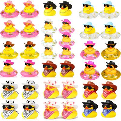 12 Stuks Cowboy Rubberen Eend Groothandel Mini Auto Gele Eendjes Speelgoed Feestartikel Auto Decoraties Voor Zomer Verjaardag Zwembenodigdheden