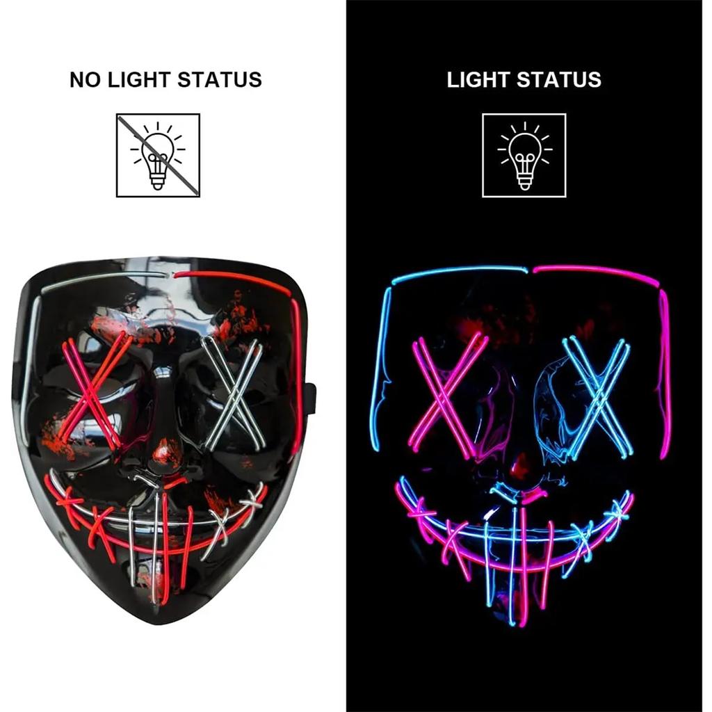 Poptrend Halloween Mask LED Light Up Mask Scary Mask For Festival Cosplay Halloween Costume Masquerade Parties Carnival Gift