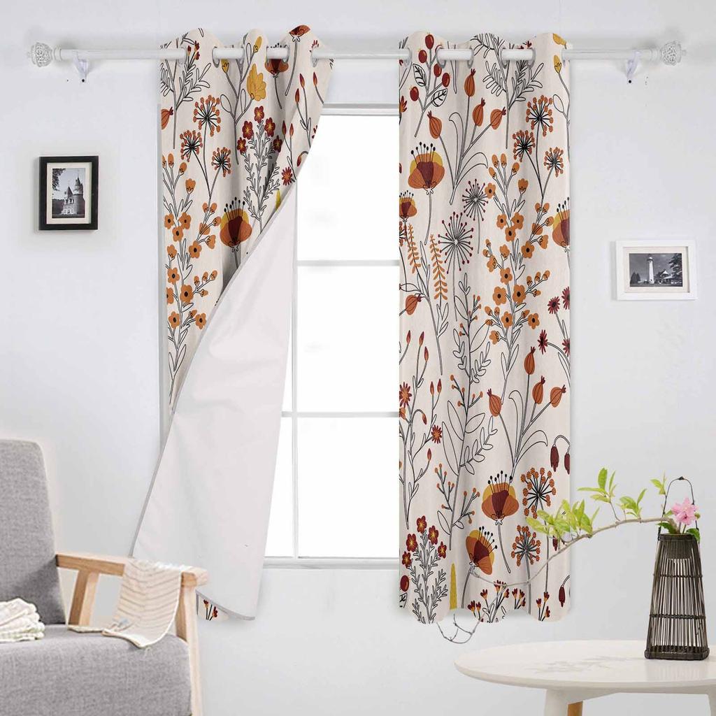 Handgezeichnete Blumenblattlinien Verdunkelungsvorhänge für Wohnzimmer Schlafzimmer Fensterbehandlung Jalousien Vorhänge