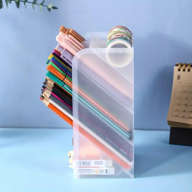 1 PCS Holder Large Capacity TransparentStorage BoxFor Marker PencilStaplerEraserAnd OfficeDocuments Durable PlasticStorage box