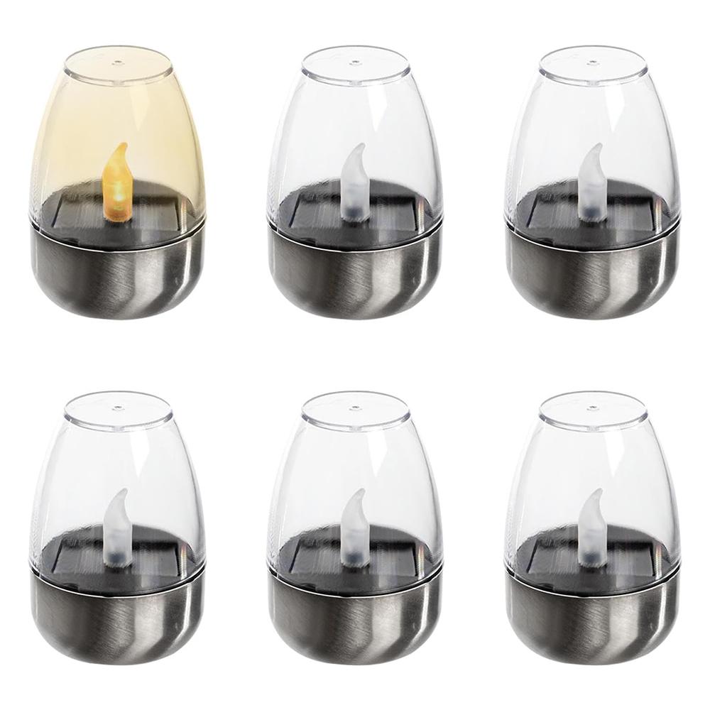 

6Pcs Solar Imitation Candle LED Light Garden Yard Decorative Atmosphere Light Transparent