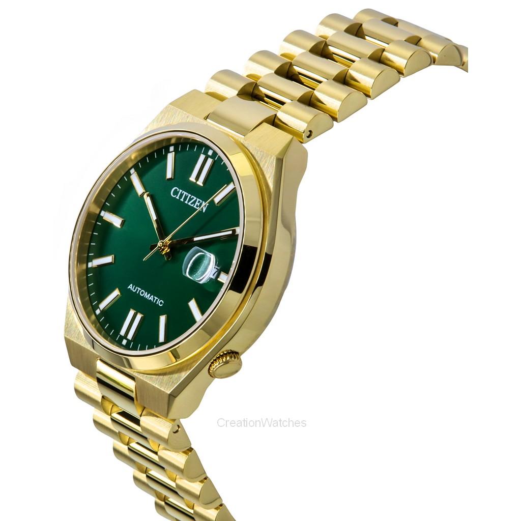 Citizen Pánské hodinky Tsuyosa Gold Tone Nerezová ocel Zelený automatický ciferník NJ0152-51X