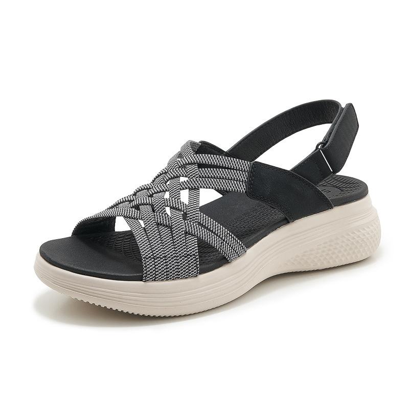 2025 Summer New Md Outsole Casual Lightweight Rubber Thick-Soled Sandals Comfortable Lightweight Velcro Sports Wedge Cloth