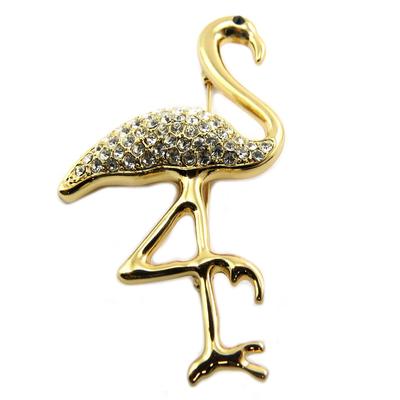 [P6846] - Broche de marca 'Flamingo' rosa ouro branco (ouro rosa) - 70x40 mm