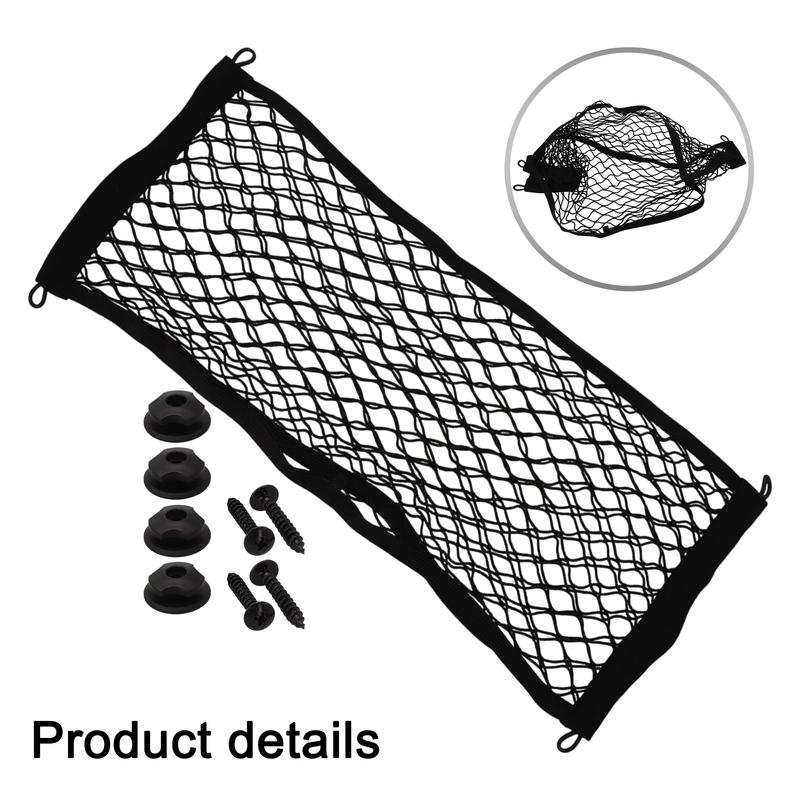 Pocket Storage Net Replacement 2pcs Accessories Black Boat Car Cargo Net Fittings Organizer With Screws 25*60CM