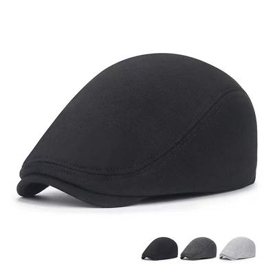 Casquettes de journal en coton pour hommes et femmes, chapeau doux et décontracté, béret solide unisexe rétro, casquette plate de pilote, bérets chauds de printemps et d'automne