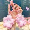 Pink Cherry Plush Blossom Keyring Bag Decoration Creative Flower Decoration