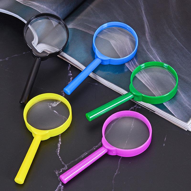 5Pcs Magnifier 40mm Acrylic Magnifying Glass Teaching Accessories Children Portable Plastic High-definition Magnifying Glass
